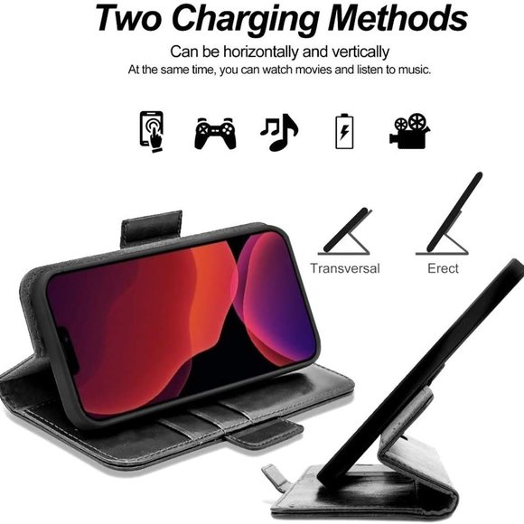 Newseego Leather Case Compatible with iPhone 12/iPhone 12 Pro Black - Picture 12 of 14